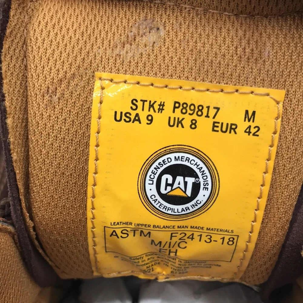 Caterpillar Mens Brown Leather Boots size 9 US